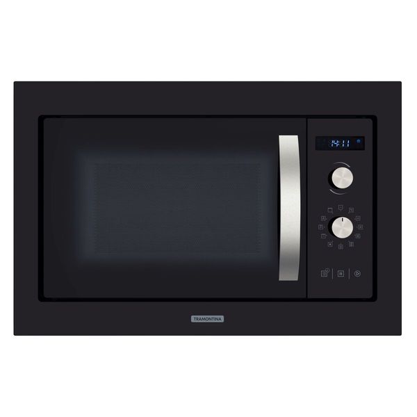 MICRO-ONDAS TRAMONTINA DE EMBUTIR GLASS COOK 60 EM VIDRO TEMPERADO PRETO 8 FUNÇÕES 25L 220V 94880/008