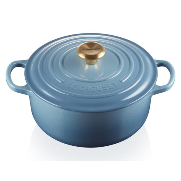 PANELA REDONDA LE CREUSET 28CM SIGNATURE FERRO ESMALTADO AZUL CHAMBRAY 21177284344441