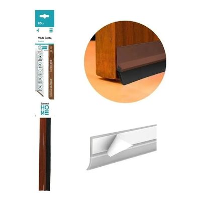 Veda Porta Com Adesivo 3m 90cm Rodo Silicone Marrom Stamaco