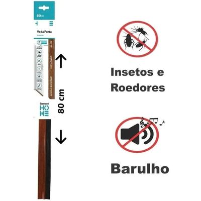 Veda Porta Com Adesivo 3m 90cm Rodo Silicone Marrom Stamaco
