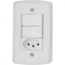 Conjunto 4x2 com 2 Interruptores Paralelos 10 A 250 V e 1 Tomada 2P+T 20 A 250 V Tramontina Lux2 Branco