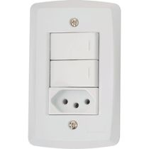 Conjunto 4x2 com 2 Interruptores Paralelos 10 A 250 V e 1 Tomada 2P+T 20 A 250 V Tramontina Lux2 Branco
