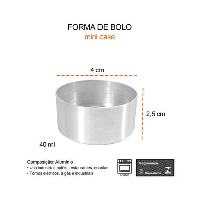 Forma Mini Bolo Aluminio Forminha Assadeira 4cm