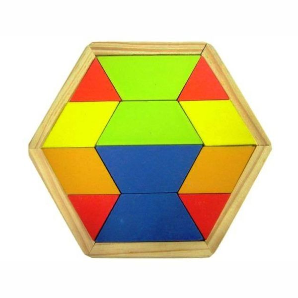 Mosaico Quebra Cabeça Colorido - Sextavado - Madeira Mosaico Quebra Cabeça Colorido - Sextavado - Madeira