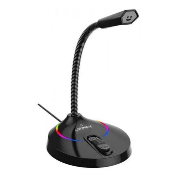Microfone Gamer Jogos Led Rgb Usb Base Mesa Flexível Estéreo