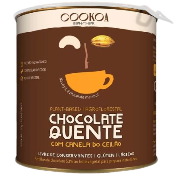 Chocolate Quente com Canela do Ceilão em Pastilha Vegano Cookoa 150g