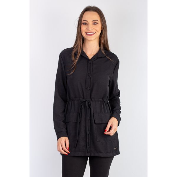 Parka feminina com botões 720008 G / Preta