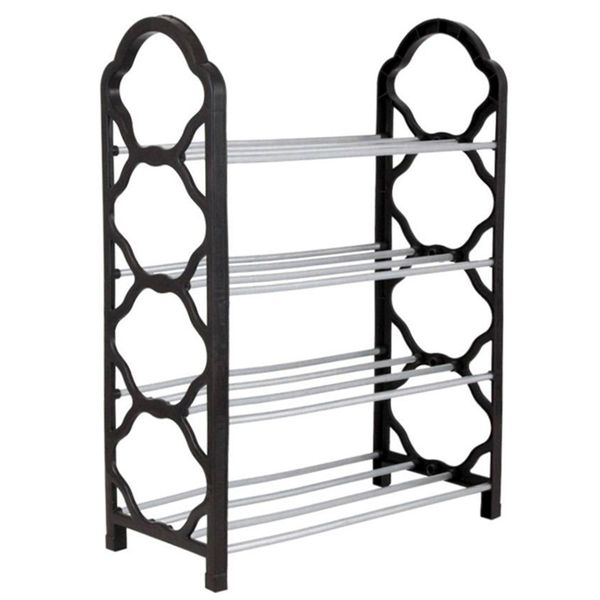Organizador Sapateira plástico Metal 4 andares 60x42,5x18cm Preto