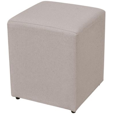 Puff Quadrado Decorativo L02 Sala de Estar Linho Bege - Lyam Decor