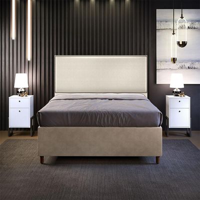 Cabeceira Box Casal King Com Tachas 195 cm Vicenza L02 Facto Pérola Metalizado - Lyam Decor