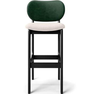 Banqueta Alta Bar Cozinha Sala Jantar Fixa Betta L02 Preto Facto Verde Linho Cru - Lyam Decor