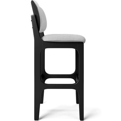 Banqueta Alta Bar Cozinha Sala Jantar Fixa Betta L02 Preto Linho Cinza - Lyam Decor