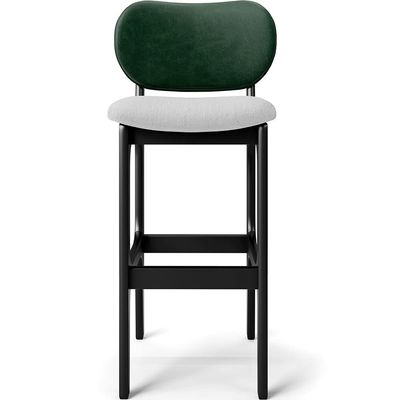 Banqueta Alta Bar Cozinha Sala Jantar Fixa Betta L02 Preto Facto Verde Linho Cinza - Lyam Decor