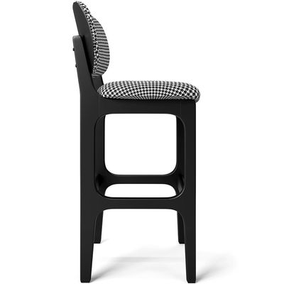 Banqueta Alta Bar Cozinha Sala Jantar Fixa Betta L02 Preto Suede Pied Poule - Lyam Decor