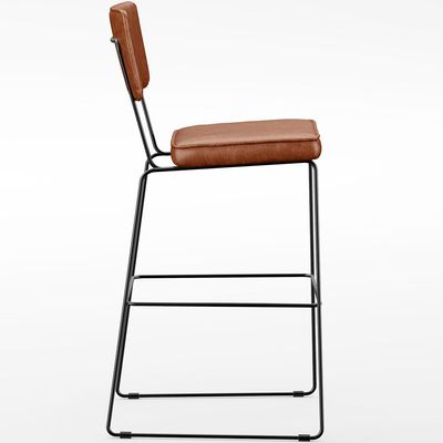 Banqueta Alta Para Cozinha E Sala Jantar Base Em Aço Fixa Allana L02 Couríssimo Camel - Lyam Decor