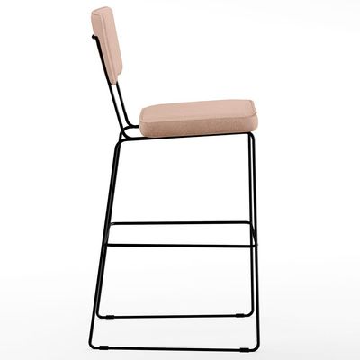 Banqueta Alta Para Cozinha Sala De Jantar Base em Aço Fixa Allana L02 Linho Rosê - Lyam Decor
