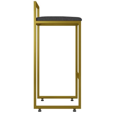Banqueta Alta Para Cozinha Sala De Jantar Hanna L02 Dourado Linho Chumbo - Lyam Decor