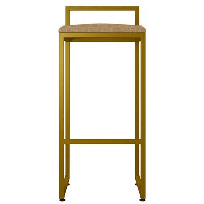 Banqueta Alta Para Cozinha Sala De Jantar Hanna L02 Dourado Linho Bege Escuro - Lyam Decor