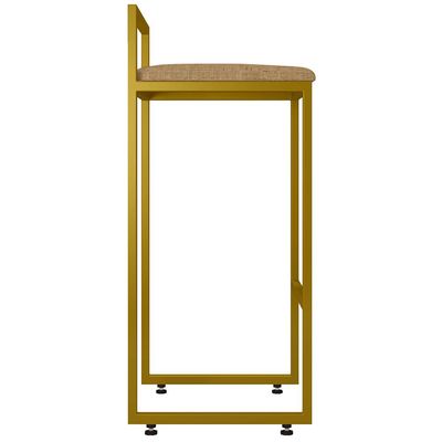 Banqueta Alta Para Cozinha Sala De Jantar Hanna L02 Dourado Linho Bege Escuro - Lyam Decor