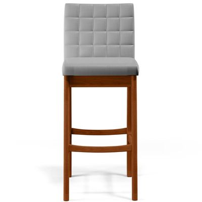 Banqueta Alta Para Cozinha Sala de Jantar Fixa Mila L02 Facto Cinza Metalizado - Lyam Decor