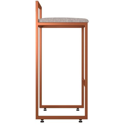 Banqueta Alta Para Cozinha Sala de Jantar Hanna L02 Bronze Linho Bege - Lyam Decor