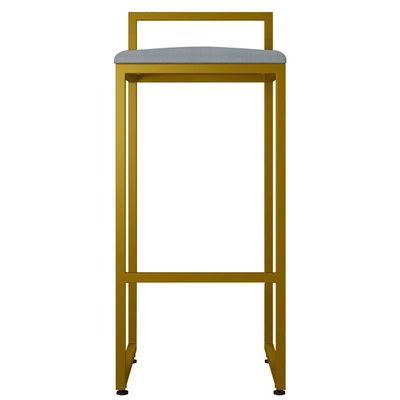 Banqueta Alta Para Cozinha Sala De Jantar Hanna L02 Dourado Suede Cinza - Lyam Decor