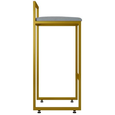Banqueta Alta Para Cozinha Sala De Jantar Hanna L02 Dourado Suede Cinza - Lyam Decor