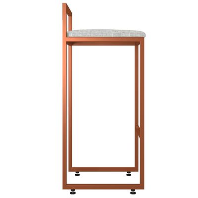 Banqueta Alta Para Cozinha Sala de Jantar Hanna L02 Bronze Linho Cinza - Lyam Decor