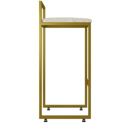 Banqueta Alta Para Cozinha Sala De Jantar Hanna L02 Dourado Linho Cru - Lyam Decor
