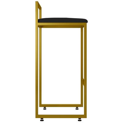 Banqueta Alta Para Cozinha Sala De Jantar Hanna L02 Dourado Suede Preto - Lyam Decor
