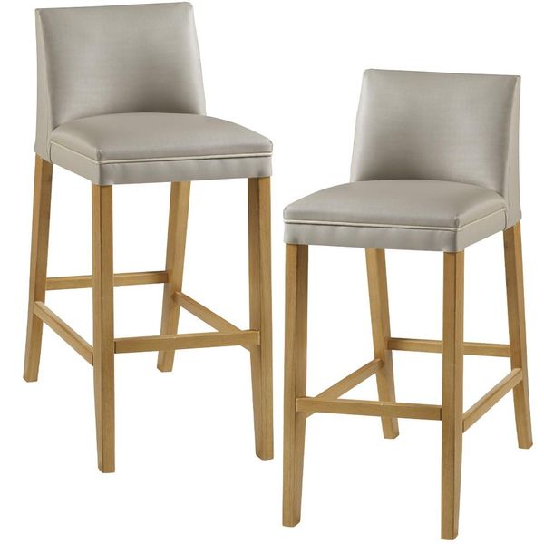 Kit 02 Banquetas Altas Estofada Para Cozinha Sala De Jantar Fixa Maitê B05 Facto Bege - Lyam Decor