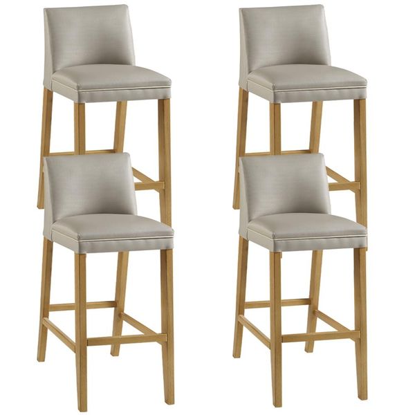 Kit 04 Banquetas Altas Estofada Para Cozinha Sala De Jantar Fixa Maitê B05 Facto Bege - Lyam Decor