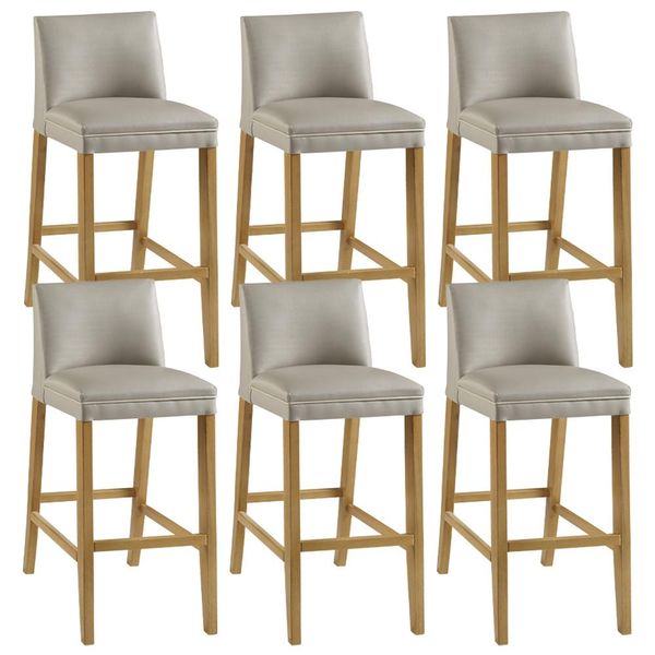 Kit 06 Banquetas Altas Estofada Para Cozinha Sala De Jantar Fixa Maitê B05 Facto Bege - Lyam Decor