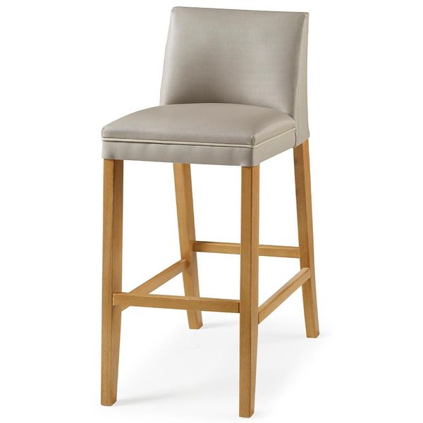 Banqueta Alta Estofada Para Cozinha Sala De Jantar Base Fixa Maitê B05 Facto Bege - Lyam Decor