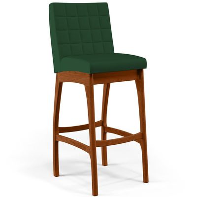 Banqueta Alta Para Cozinha Sala de Jantar Fixa Mila B04 Suede Verde Musgo - Lyam Decor