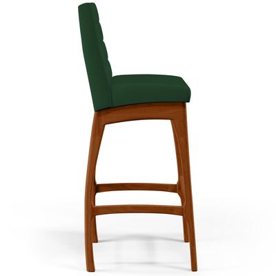 Banqueta Alta Para Cozinha Sala de Jantar Fixa Mila B04 Suede Verde Musgo - Lyam Decor