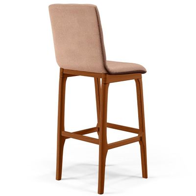 Banqueta Alta Para Cozinha Sala de Jantar Fixa Zoe B04 Linho Rosê - Lyam Decor