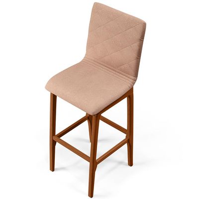 Banqueta Alta Para Cozinha Sala de Jantar Fixa Zoe B04 Linho Rosê - Lyam Decor
