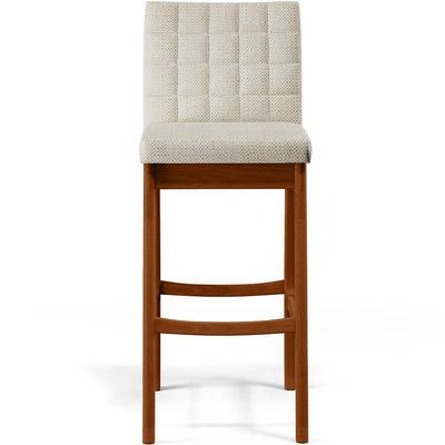 Banqueta Alta Para Cozinha Sala de Jantar Fixa Mila B04 Linho Champagne - Lyam Decor