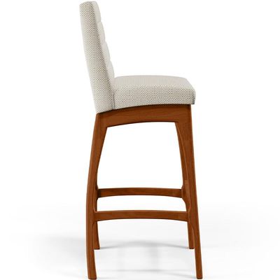 Banqueta Alta Para Cozinha Sala de Jantar Fixa Mila B04 Linho Champagne - Lyam Decor