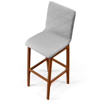 Banqueta Alta Para Cozinha Sala de Jantar Fixa Zoe B04 Linho Cinza - Lyam Decor