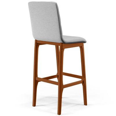Banqueta Alta Para Cozinha Sala de Jantar Fixa Zoe B04 Linho Cinza - Lyam Decor