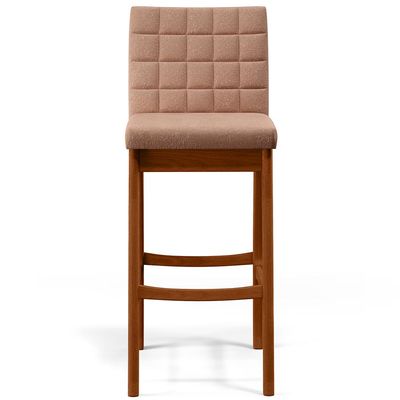 Banqueta Alta Para Cozinha Sala de Jantar Fixa Mila B04 Linho Rosê - Lyam Decor