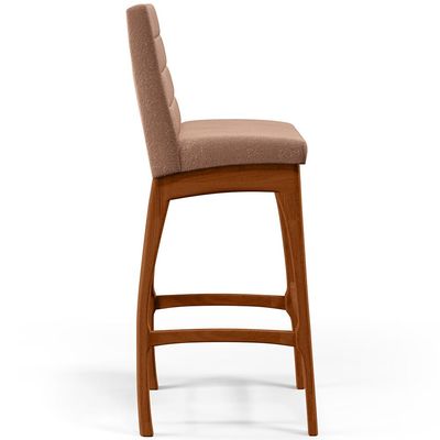 Banqueta Alta Para Cozinha Sala de Jantar Fixa Mila B04 Linho Rosê - Lyam Decor