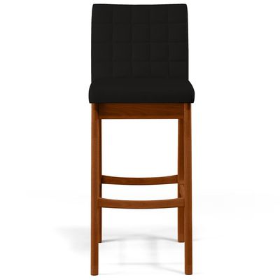 Kit 02 Banquetas Altas Para Cozinha Sala de Jantar Fixa Mila B04 Suede Preto - Lyam Decor
