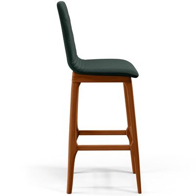 Banqueta Alta Para Cozinha Sala de Jantar Fixa Zoe B04 Linho Verde Musgo - Lyam Decor