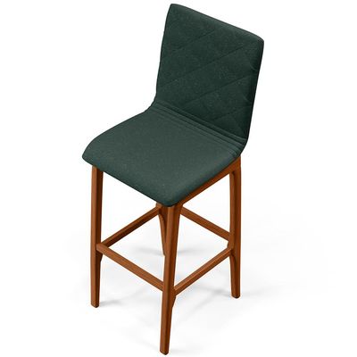 Banqueta Alta Para Cozinha Sala de Jantar Fixa Zoe B04 Linho Verde Musgo - Lyam Decor
