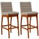 Kit 02 Banquetas Altas Para Cozinha Sala de Jantar Fixa Mila B04 Linho Bege - Lyam Decor