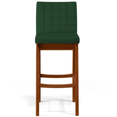 Kit 03 Banquetas Altas Para Cozinha Sala de Jantar Fixa Mila B04 Suede Verde Musgo - Lyam Decor