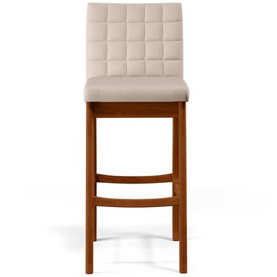 Kit 03 Banquetas Altas Para Cozinha Sala de Jantar Fixa Mila B04 Suede Bege - Lyam Decor